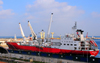 Algiers / Alger - Algeria: reefer vessel Pierre Doux in the port, Auray dock, near the train station - call sign C6NP6 | navire frigorifique Pierre Doux - port - Quai d'Auray - photo by M.Torres