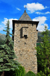 Andorra la Vella, Andorra: Casa de la Vall - granite tower and trees - Consell General d'Andorra - Carrer de la Vall - photo by M.Torres