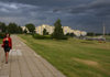 Minsk, Belarus: woman walking near glory hill - photo by A.Dnieprowsky