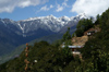 Bhutan - Paro dzongkhag - Houses and Himalaya peaks, on the way to Taktshang Goemba - photo by A.Ferrari