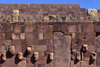 Tiwanaku / Tiahuanacu, Ingavi Province, La Paz Department, Bolivia: Semi-Underground Temple, a red sandstone pit with carved enemy heads - a square sunken courtyard with a north-south axis - photo by C.Lovell