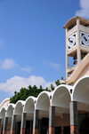 Gaborone, South-East District, Botswana: National Assembly of Botswana - arcade and clock tower - Government Enclave - photo by M.Torres