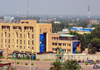 Ouagadougou, Burkina Faso: view over the famous Film Makers roundabout / Rond point des cinastes with its cinema reels - Ecobank building, former BACB - end of Boulevard du monseigneur Joanny Tavernaud - photo by M.Torres