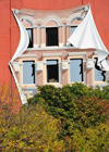 Toronto, Ontario, Canada: fake windows on a fake canvas - Trompe l'Oeil mural - Gooderharm building - Berczy park - photo by M.Torres