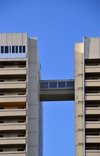 Winnipeg, Manitoba, Canada: Holiday Towers - a sky walk links the north and south towers - Hargrave Street - LM Architectural Group - Fort Rouge - City Centre - photo by M.Torres