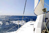 Fogo island - Cape Verde / Cabo Verde: catamaran sailing in Cape Verde waters - photo by E.Petitalot