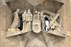 Barcelona, Catalonia: Gaud's Sagrada Familia cathedral - Passion faade - Jesus, soldiers and Veronica with the veil with Jesus' face - photo by M.Torres