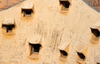 Barcelona, Catalonia: random windows, attic of Casa Mil, La Pedrera, by Gaudi - UNESCO World Heritage Site - photo by M.Torres