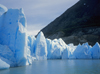 Torres del Paine National Park, Magallanes region, Chile: Grey Glacier - the giant ice wall arrives at Grey Lake - Chilean Patagonia - photo by C.Lovell