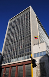 Bogota, Colombia: the building of the Central Bank, Banco de la Republica - modernist design by Alfredo Rodrguez Orgaz - bas-relief 'Agriculture', by Vico Consorti - corner of Avenida Jimnez and Carrera 7 - barrio Veracruz - Santa Fe - photo by M.Torres