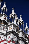 Bogota, Colombia: Iglesia del Carmen - decorative turrets - Centro Administrativo - La Candelaria - photo by M.Torres