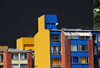 Bogota, Colombia: colourful residential buildings by the University of the los Andes - barrio Las Aguas - La Candelaria - photo by M.Torres