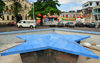 Moroni, Grande Comore / Ngazidja, Comoros islands: blue star on a dry fountain - Place de Badjanani - photo by M.Torres