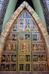 Brazzaville, Congo: Basilica of Saint'Anne of Congo - southwest gate decorated with scenes from the life of Saint Anne - Basilique sainte Anne du Congo - architect Roger Erell - Rue dAbomey / Avenue de la Paix, Poto-Poto - photo by M.Torres