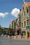 Curacao - Willemstad: strret and Corner building of Handelskade on the St. Annabaaichannel and Breedestraat - photo by S.Green