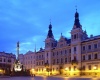 Czech Republic - Pardubice: Town Hall and Perntnsk Square at night - photo by J.Kaman