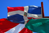 Punta Cana, Dominican Republic: Dominican flag, green flag and diver down flag - Arena Gorda Beach - photo by M.Torres