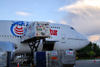 Punta Cana, Dominican Republic: Air Pullmantur Boeing 747-341 EC-IOO - AKE - LD3 Unit Load Devices (ULDs), open cargo bin and catering truck - Punta Cana International Airport - PUJ / MDPC - photo by M.Torres