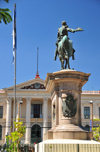 San Salvador, El Salvador, Central America: National Palace and equestrian statue of Capitn General Gerardo Barrios - Plaza Barrios - photo by M.Torres