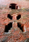 Lalibela, Amhara region, Ethiopia: Bet Mikael / Saint Michael rock-hewn church - Cruciform window - photo by M.Torres