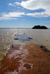 Lake Tana, Amhara, Ethiopia: Kebran Gabriel Monastery - pier - view towards Entos Eyesu - photo by M.Torres