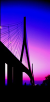 Le Havre, Seine-Maritime, Haute-Normandie, France: Normandy Bridge at dusk - silhouette - photo by A.Bartel