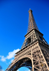 Paris, France: Eiffel Tower / Tour Eiffel - four iron lattice girders standing apart at the base and coming together at the top -  structural art built as the entrance arch to the 1889 World's Fair - Champ de Mars, 7e arrondissement - photo by M.Torres