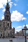 Dresden, Saxony / Sachsen, Germany / Deutschland: Hofkirche Roman Catholic Cathedral, by architect Gaetano Chiaveri, destroyed in the Anglo-American firebombing and restored by the GDR - Schlossplatz and Theater square - Altstadt - photo by E.Keren