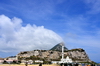 Gibraltar: southern view of Gibraltar with the King Fahd bin Abdulaziz al-Saud Mosque on the right - orographic clouds - photo by M.Torres