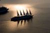 Greek islands - Santorini / Thira: Club Med 3 cruise ship at sunset - crusing - photo by D.Smith