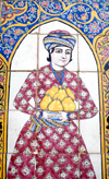 Iran - Shiraz: Qajar servant bringing pears - tiles - Qavam House - Narenjestan e Qavam - photo by M.Torres