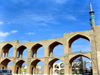 Yazd, Iran: double decker arcade flanking the Takyeh Amir Chakhmagh complex, incorporating a mosque, a public bath, a caravansary, a mausoleum, water reservoirs and an imposing entrance to one of the bazaars - Dehkok quarter - photo by N.Mahmudova