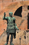 Rome, Italy: Via dei Fori Imperiali - Statue of Trajan by the Roman Forum - photo by M.Torres