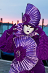 Carnival participant with Carnival costume at Dawn by Canale di San Marco, Venice - photo by A.Beaton