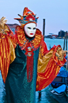 Carnival participant with Carnival costume at Dawn by Canale di San Marco, Venice - photo by A.Beaton