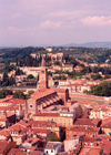 Verona  - Venetia / Veneto, Italy / VRN : roof tops and church by the Adige river - fiume Adige - photo by M.Torres