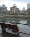 Japan (Honshu island) Hiroshima - Chugoku region: Hiroshima Peace Memorial Genbaku Dome - A-Bomb Dome and one of the channels of the Ota river - Unesco world heritage site - photo by G.Frysinger