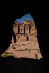 Jordan - Petra: Ad Deir seen from a cave - the Monastery - UNESCO world heritage site - photo by M.Torres