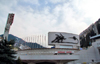 Kazakhstan, Medeu ice stadium, Almaty: view from the entrance - photo by M.Torres