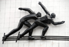 Kazakhstan, Medeu ice stadium, Almaty: ice skaters decorating the stadium - photo by M.Torres