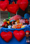 Kazakhstan, Almaty: Arbat - Zhybek-Zholy, or Silk road street - hearts for sale - valentine's day - photo by M.Torres