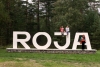 Latvia - Roja: Soviet style town entrance sign (Talsu Rajons - Kurzeme) Roya - photo by A.Dnieprowsky