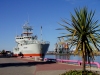 Latvia - Ventspils: river view - the Aranda - marine research vessel of the Finnish Institute of Marine Research (photo by A.Dnieprowsky)