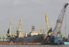 Klaipeda, Lithuania: docks - ship undergoing repairs - photo by A.Dnieprowsky