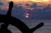 Maldives Sunset with ship's wheel, Kuda Huraa (photo by B.Cain)