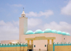 Nouakchott, Mauritania: Ibn Abbas Mosque with its simple minaret and 15 blue domes - Abdel Nasser avenue - photo by M.Torres