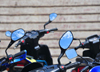 Dzaoudzi, Petite-Terre, Mayotte: mirrors and sky - motor scooters on the ferry - photo by M.Torres