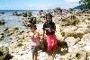 Micronesia - Kosrae: children playing by the seaside - eastern coast