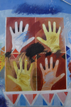 Asilah / Arzila, Morocco - hands - street painting - public art - photo by Sandia