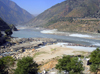 Batagram District, North-West Frontier, Pakistan: junction of the Indus and Kunhar River rivers, near Thakot - photo by D.Steppuhn